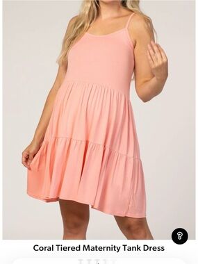 Coral Tiered Tank Dress for maternity- Soft Spaghetti Strap